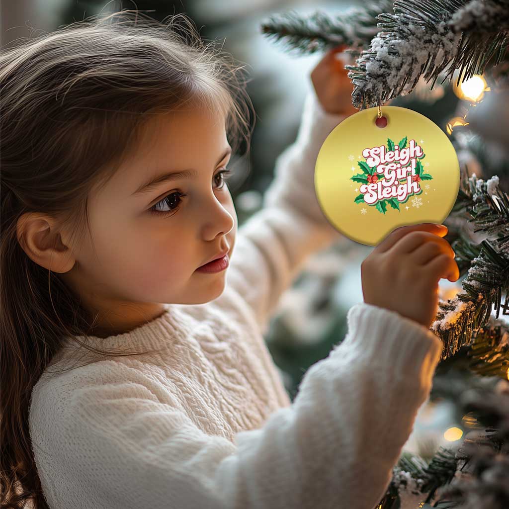 Sleigh Girl Sleigh Christmas Ornament Xmas Retro Groove Slay Girl Mistletoe - Wonder Print Shop