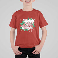 Sleigh Girl Sleigh T Shirt For Kid Christmas Retro Groove Slay Girl Mistletoe - Wonder Print Shop