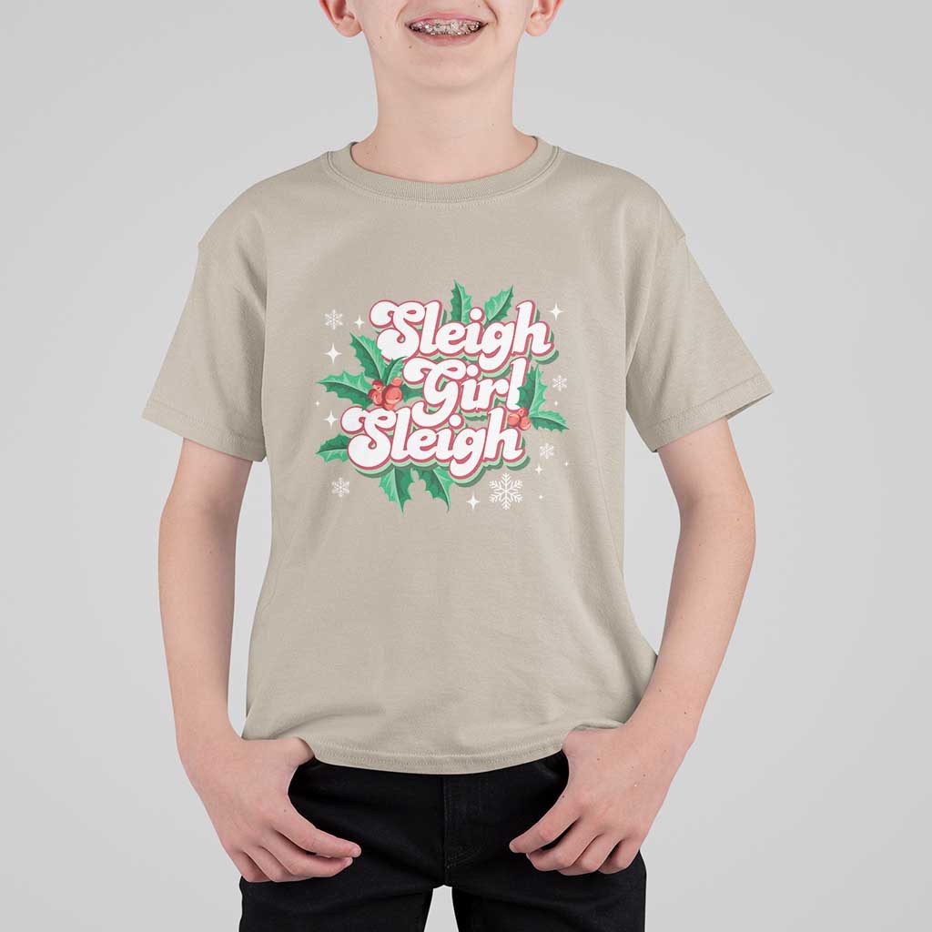 Sleigh Girl Sleigh T Shirt For Kid Christmas Retro Groove Slay Girl Mistletoe - Wonder Print Shop
