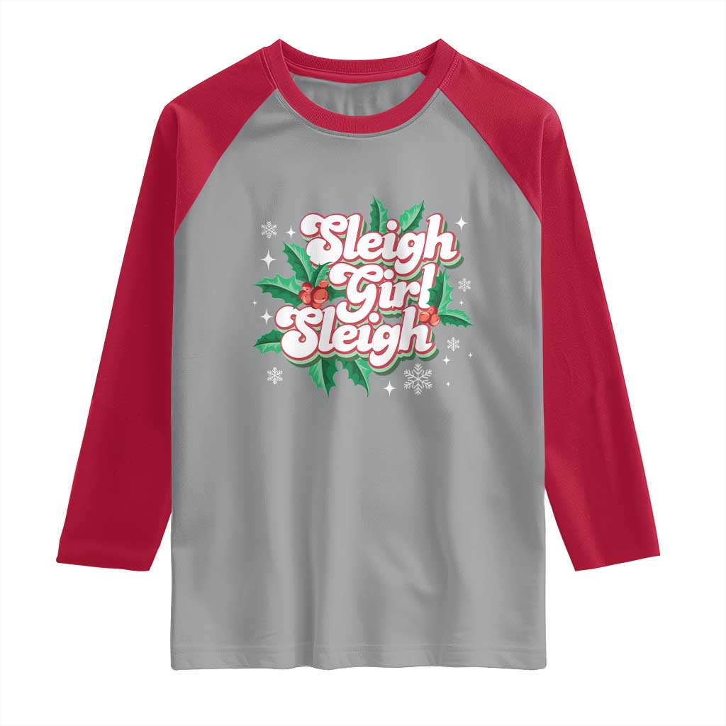 Sleigh Girl Sleigh Raglan Shirt Christmas Retro Groove Slay Girl Mistletoe - Wonder Print Shop