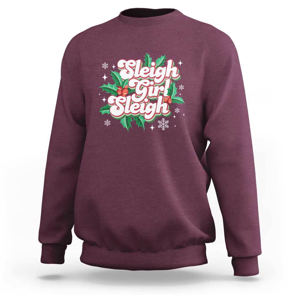 Sleigh Girl Sleigh Sweatshirt Christmas Retro Groove Slay Girl Mistletoe - Wonder Print Shop