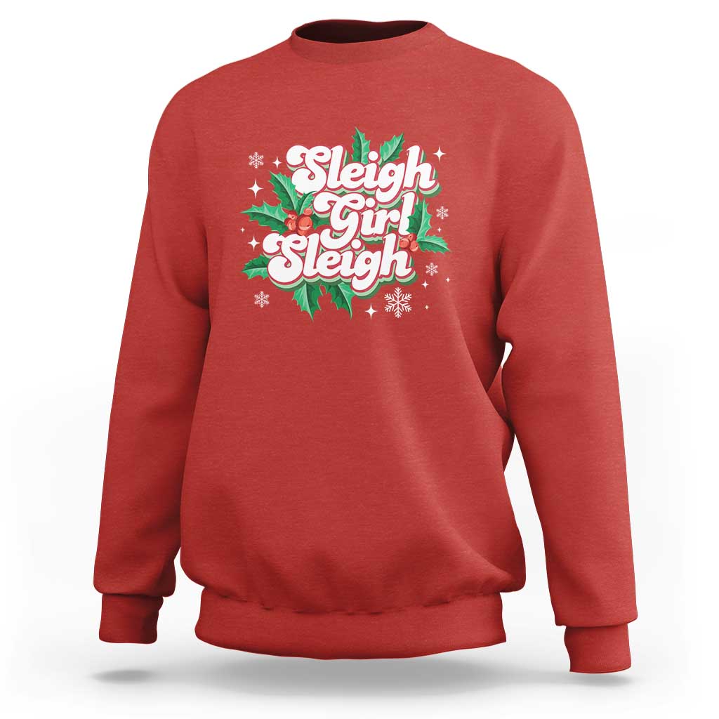 Sleigh Girl Sleigh Sweatshirt Christmas Retro Groove Slay Girl Mistletoe - Wonder Print Shop