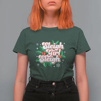 Sleigh Girl Sleigh T Shirt For Women Christmas Retro Groove Slay Girl Mistletoe - Wonder Print Shop