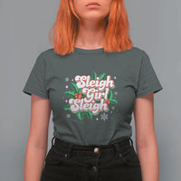 Sleigh Girl Sleigh T Shirt For Women Christmas Retro Groove Slay Girl Mistletoe - Wonder Print Shop