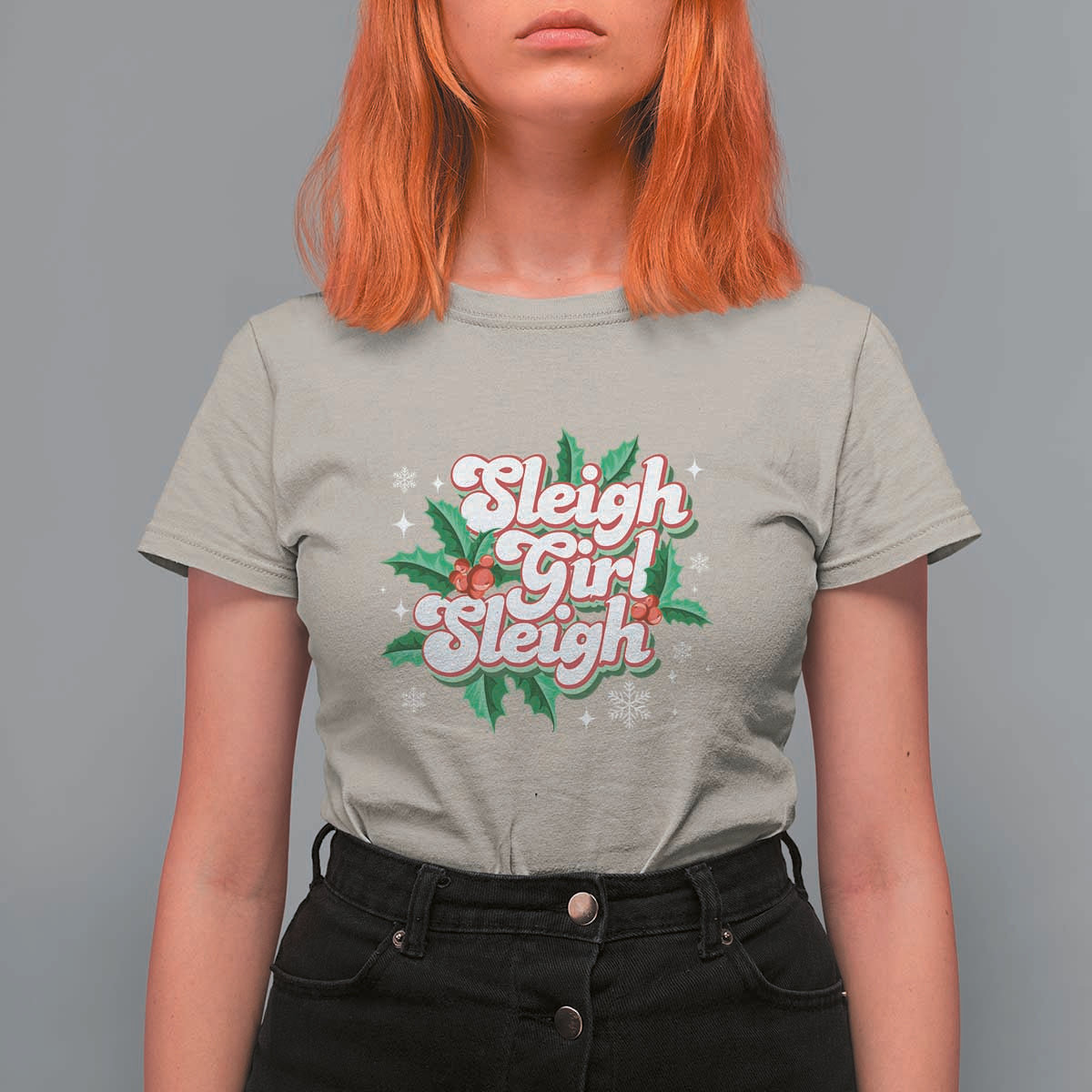 Sleigh Girl Sleigh T Shirt For Women Christmas Retro Groove Slay Girl Mistletoe - Wonder Print Shop
