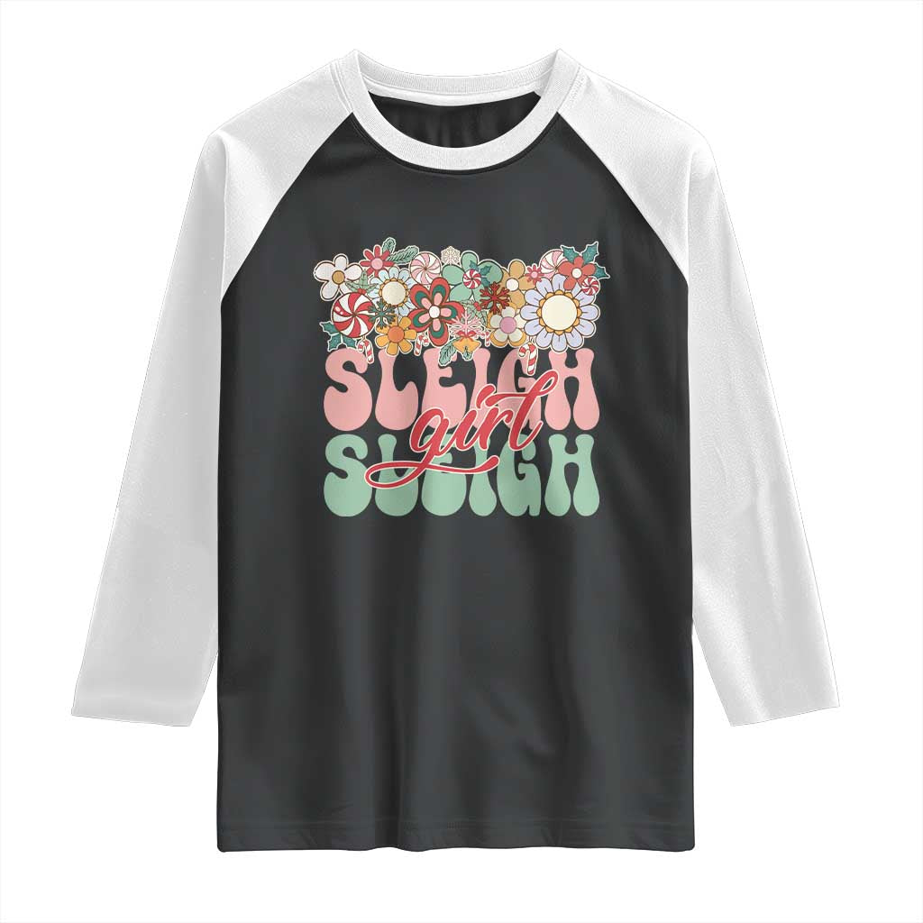 Sleigh Girl Sleigh Raglan Shirt Christmas Retro Groove Slay Girl - Wonder Print Shop