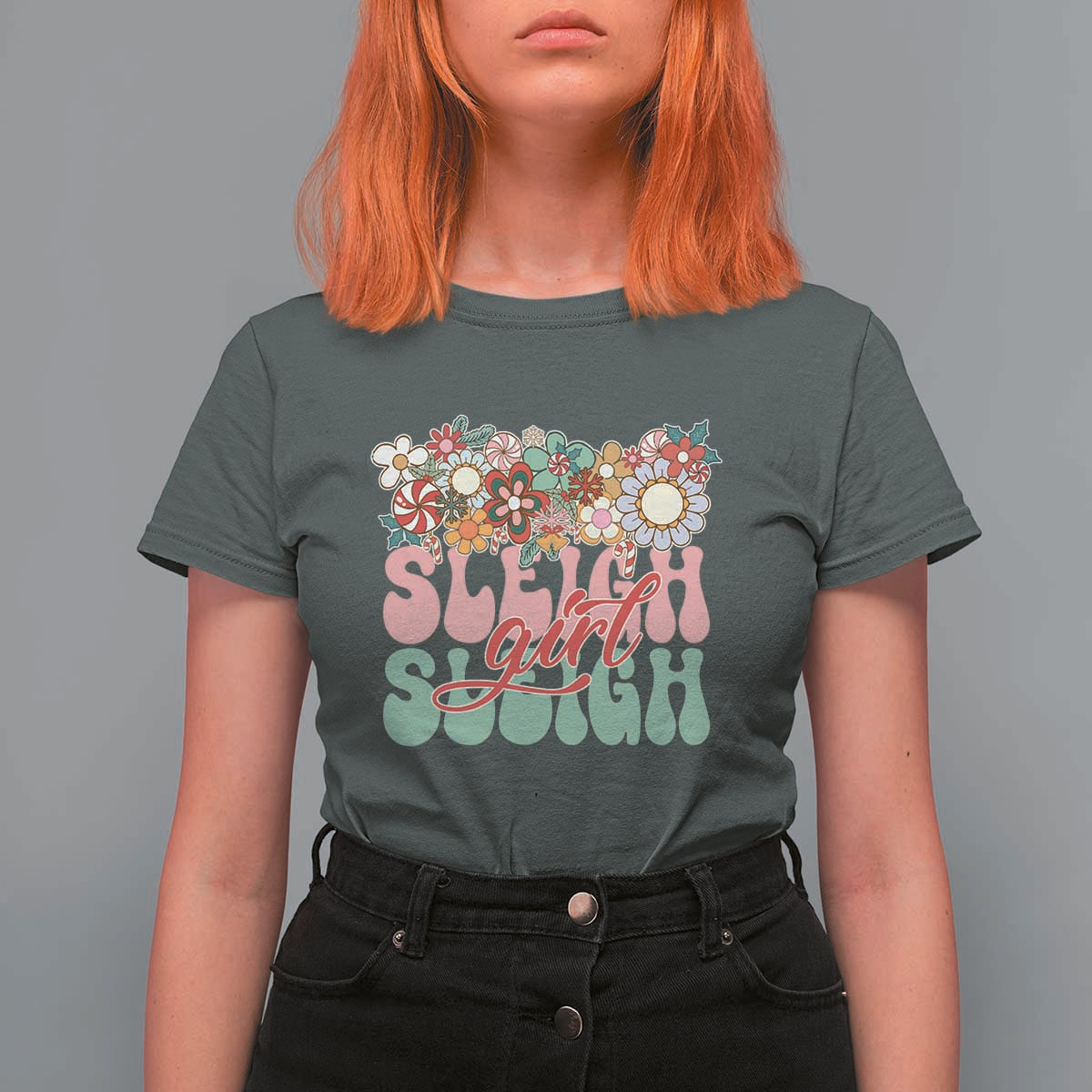 Sleigh Girl Sleigh T Shirt For Women Christmas Retro Groove Slay Girl - Wonder Print Shop