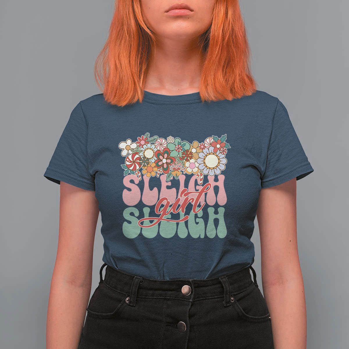 Sleigh Girl Sleigh T Shirt For Women Christmas Retro Groove Slay Girl - Wonder Print Shop