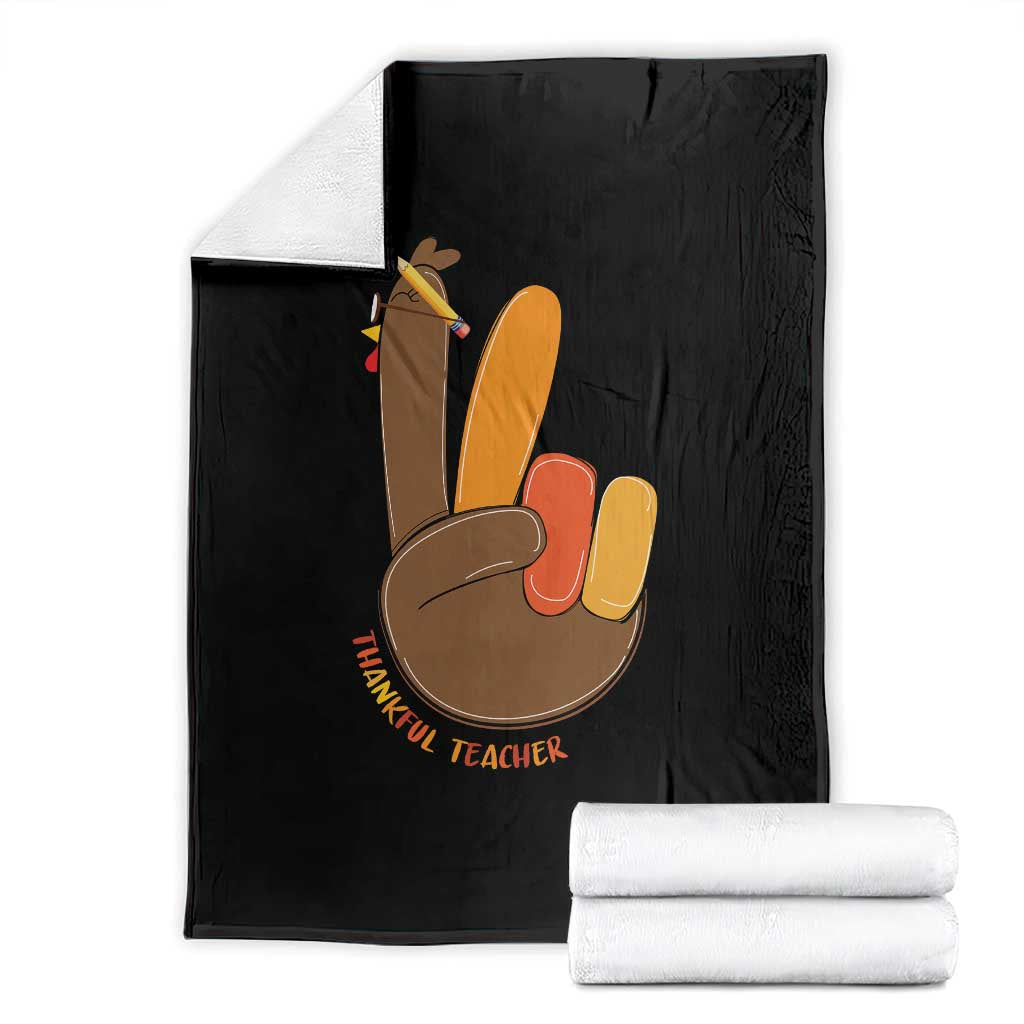 Funny Thanksgiving Teacher Throw Blanket Thankful Teacher Turkey Pencil - Wonder Print Shop