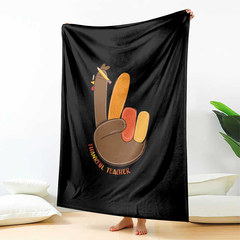 Funny Thanksgiving Teacher Throw Blanket Thankful Teacher Turkey Pencil - Wonder Print Shop