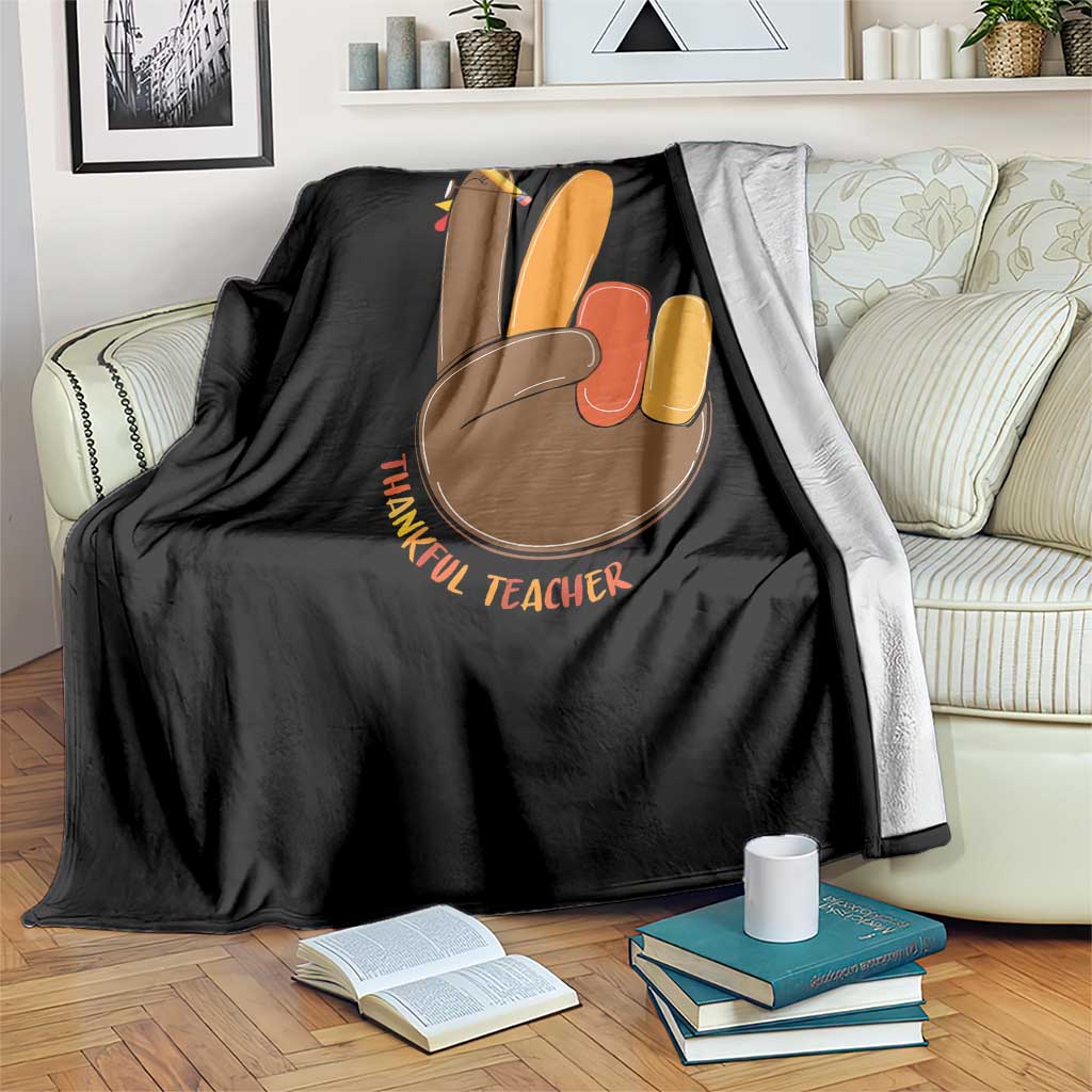 Funny Thanksgiving Teacher Throw Blanket Thankful Teacher Turkey Pencil - Wonder Print Shop