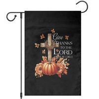 Thanksgiving Christ Garden Flag Give Thanks To The Lord Psalm 136:1 Pumpkin Cross - Wonder Print Shop