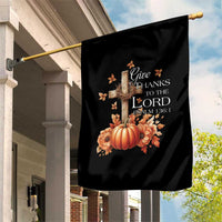 Thanksgiving Christ Garden Flag Give Thanks To The Lord Psalm 136:1 Pumpkin Cross - Wonder Print Shop