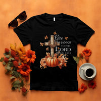 Thanksgiving Christ T Shirt Give Thanks To The Lord Psalm 136:1 Pumpkin Cross - Wonder Print Shop