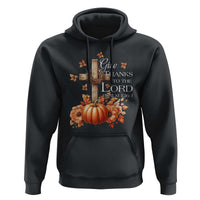 Thanksgiving Christ Hoodie Give Thanks To The Lord Psalm 136:1 Pumpkin Cross