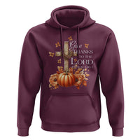 Thanksgiving Christ Hoodie Give Thanks To The Lord Psalm 136:1 Pumpkin Cross
