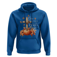 Thanksgiving Christ Hoodie Give Thanks To The Lord Psalm 136:1 Pumpkin Cross