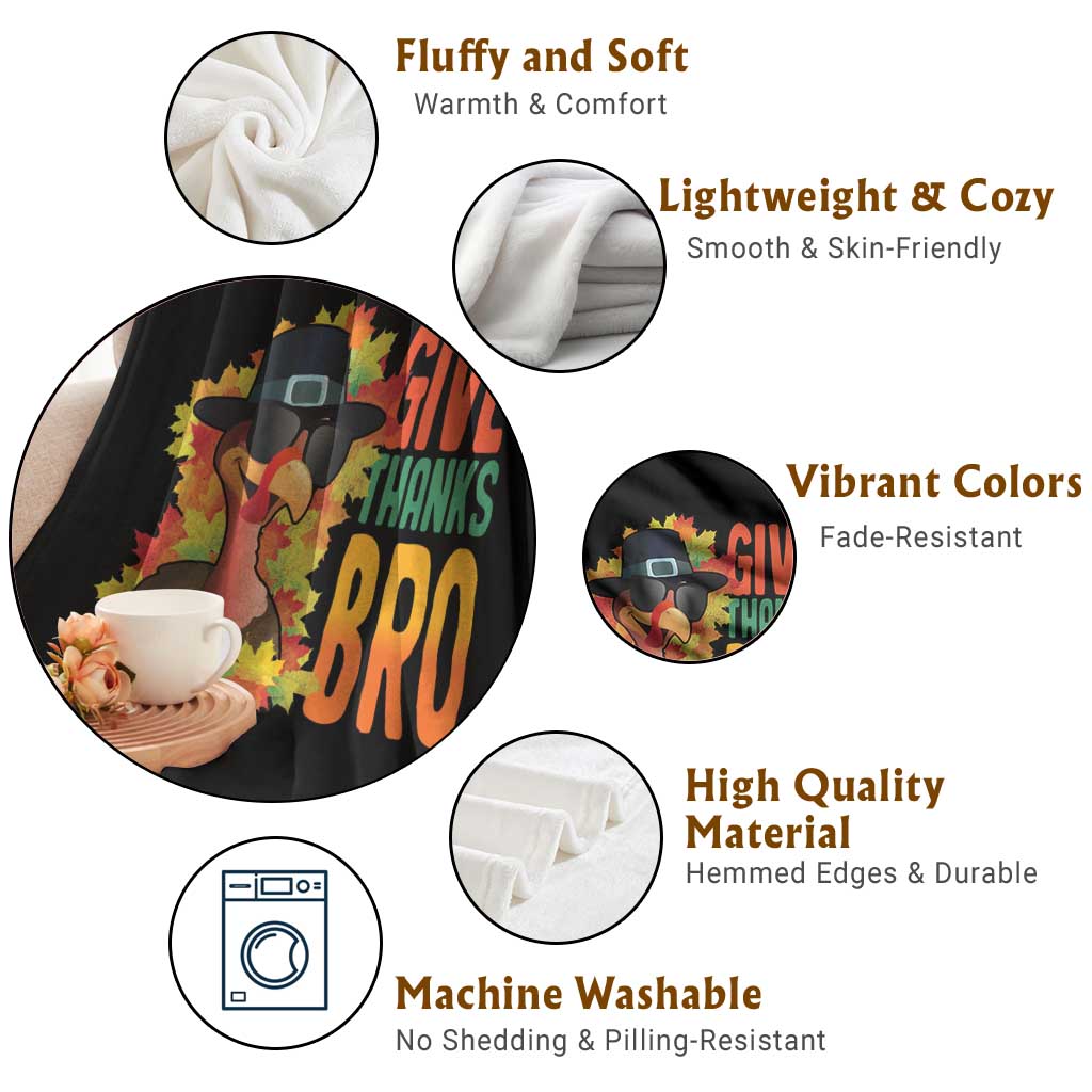 Funny Thanksgiving Turkey Throw Blanket Give Thanks Bro Fall Season - Wonder Print Shop