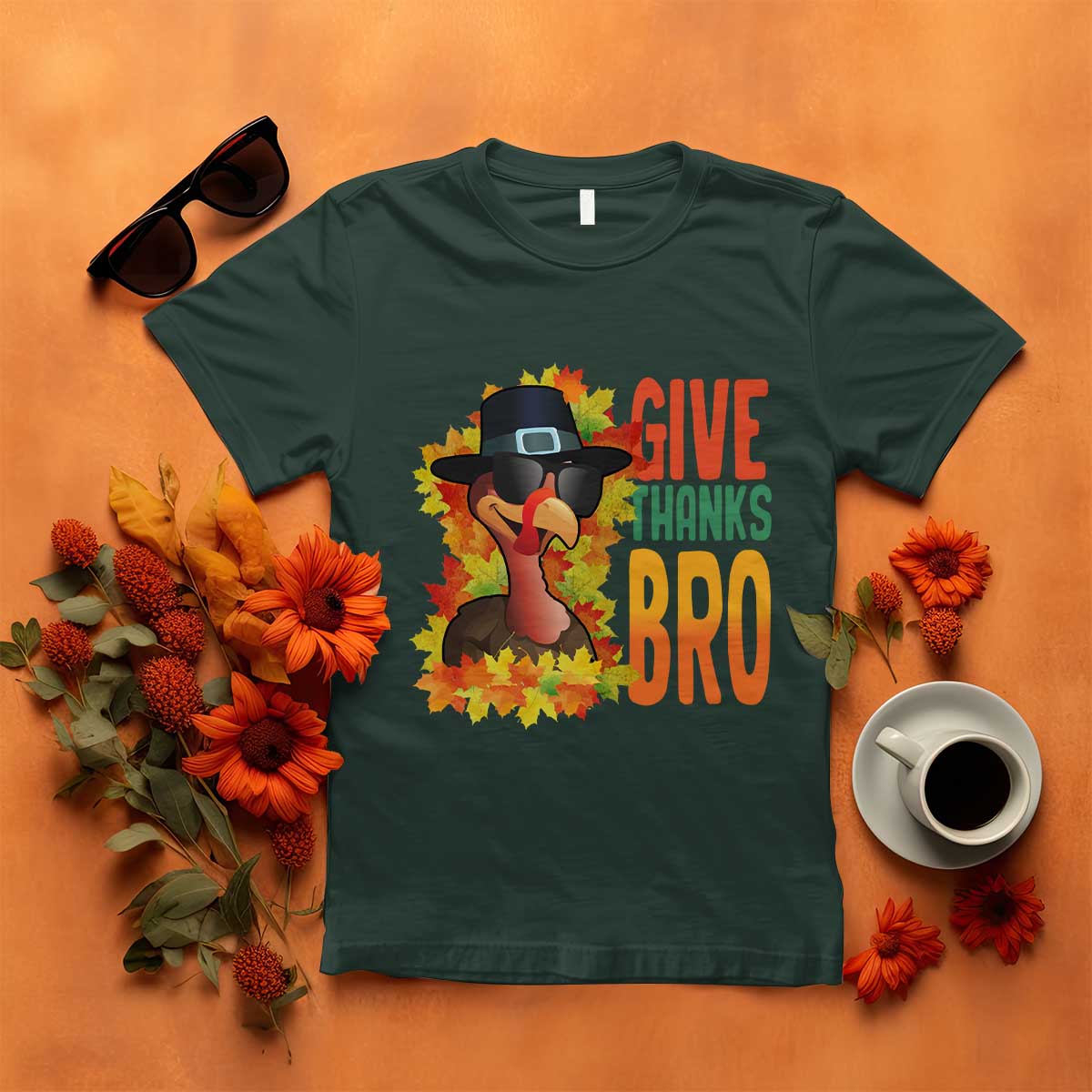 Funny Thanksgiving Turkey T Shirt Give Thanks Bro Fall Season - Wonder Print Shop