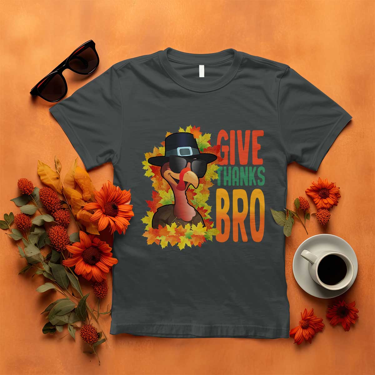 Funny Thanksgiving Turkey T Shirt Give Thanks Bro Fall Season - Wonder Print Shop