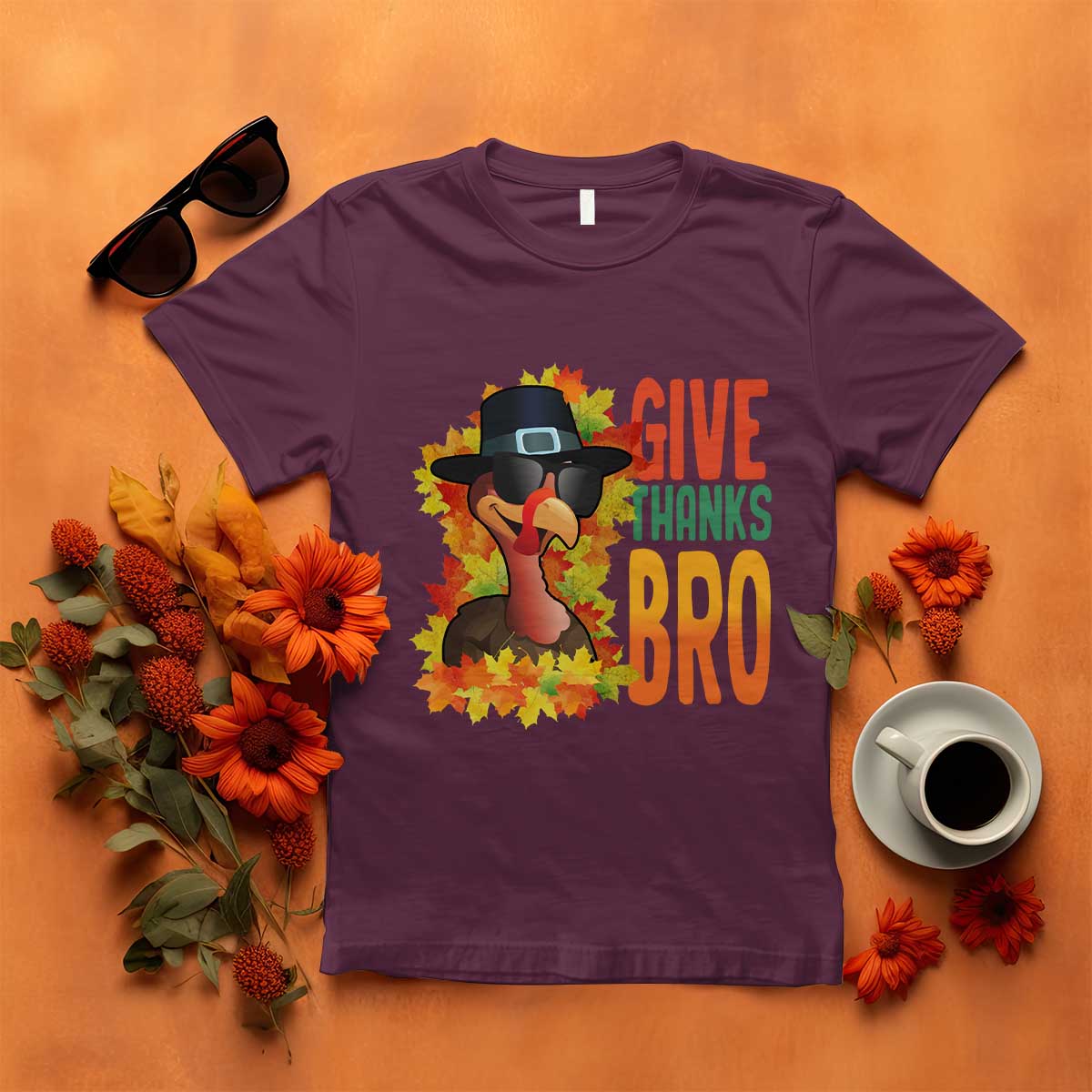 Funny Thanksgiving Turkey T Shirt Give Thanks Bro Fall Season - Wonder Print Shop