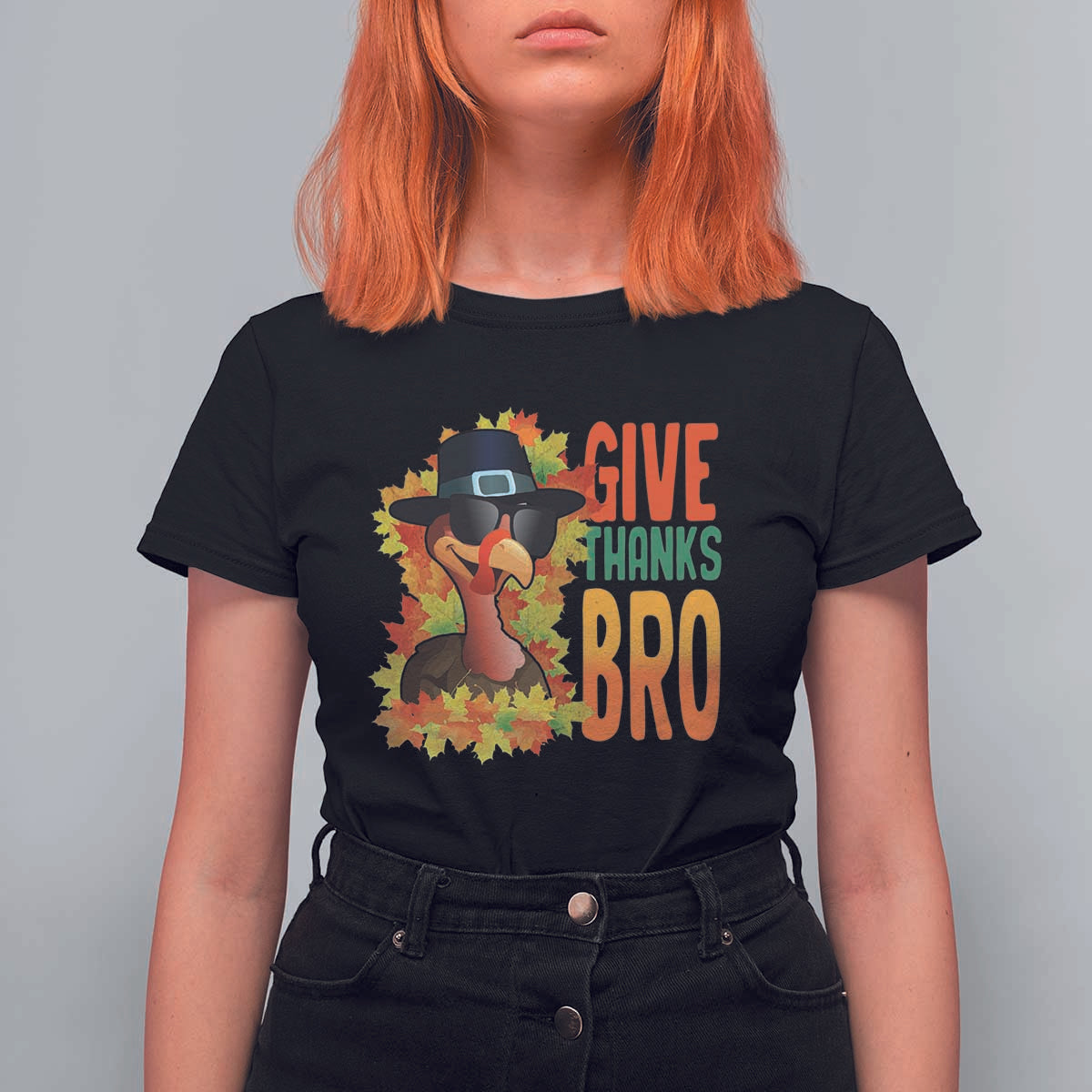 Funny Thanksgiving Turkey T Shirt For Women Give Thanks Bro Fall Season - Wonder Print Shop