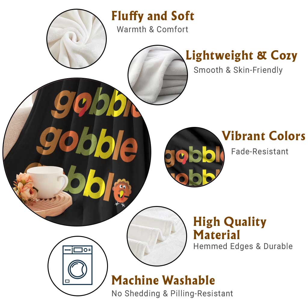 Funny Thanksgiving Turkey Gobble Throw Blanket Fall Season - Wonder Print Shop