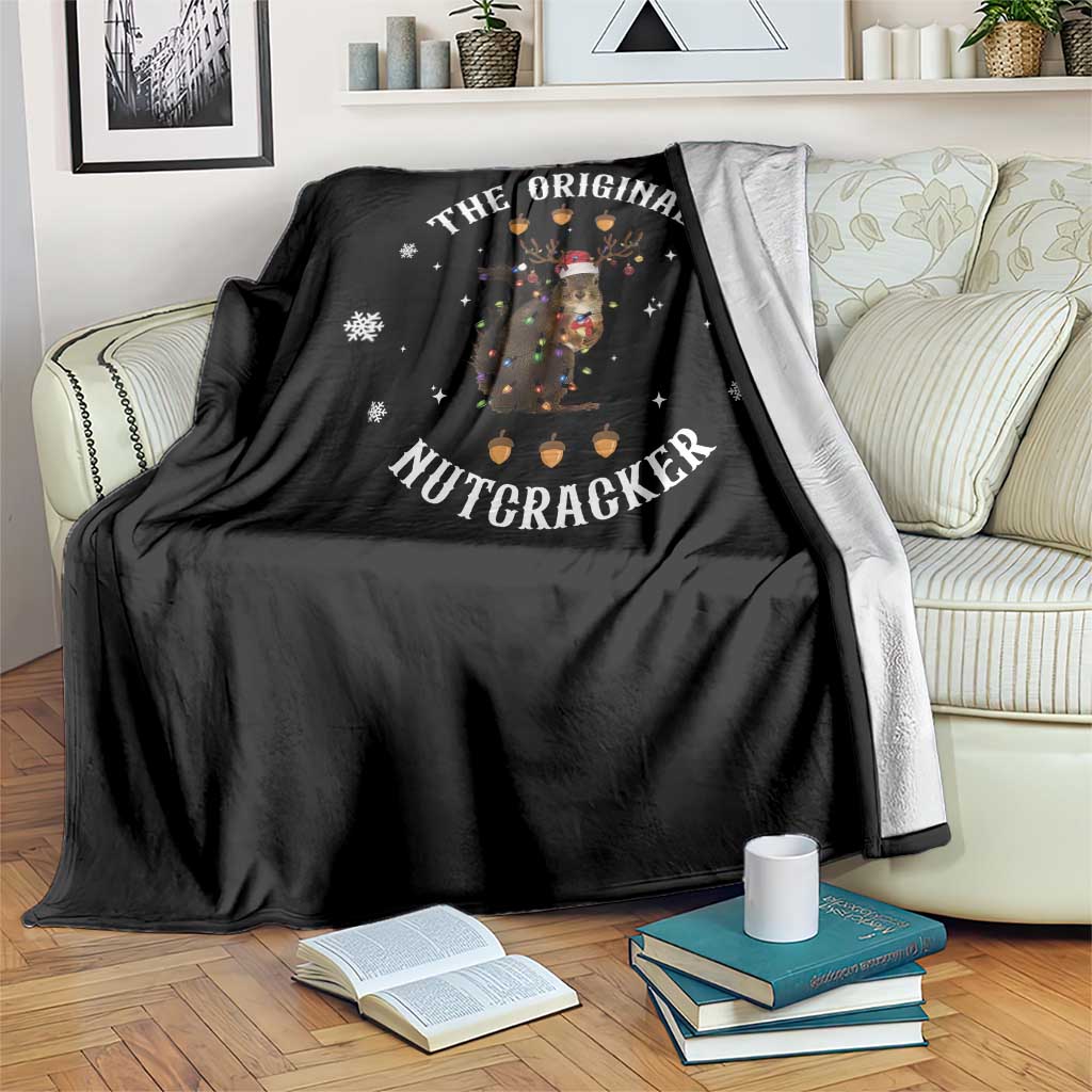 Funny Christmas Squirrel Throw Blanket The Original Nutcracker Snowflake Xmas Neon Light - Wonder Print Shop