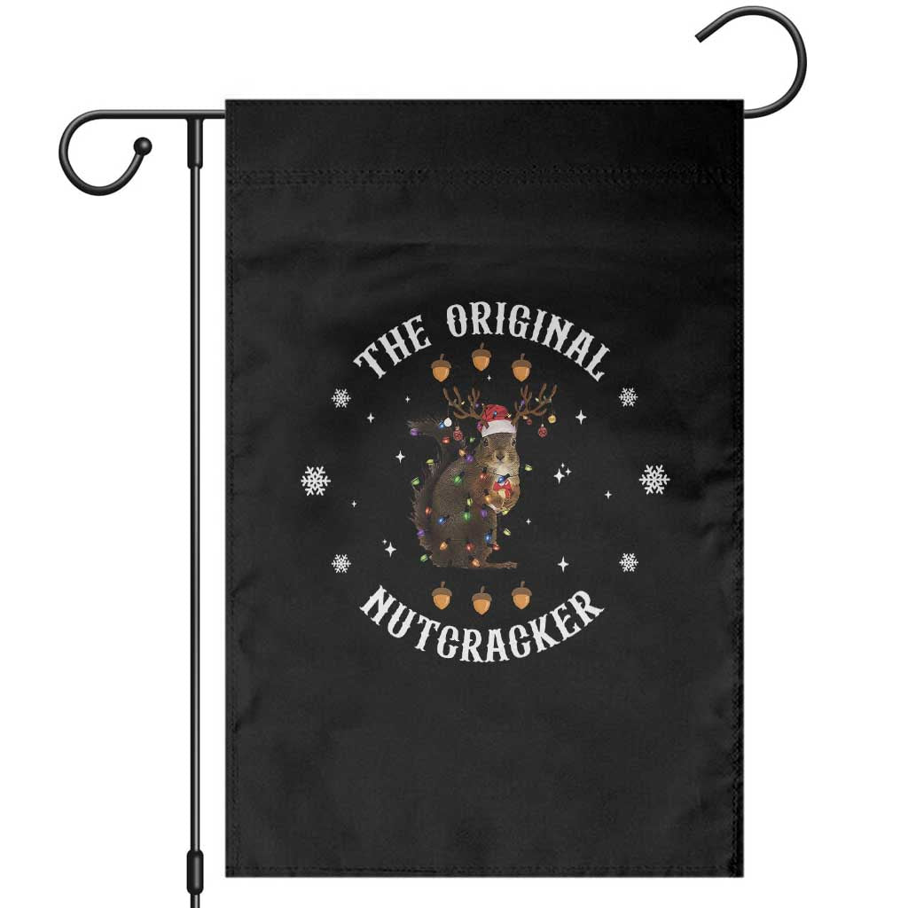 Funny Christmas Squirrel Garden Flag The Original Nutcracker Snowflake Xmas Neon Light - Wonder Print Shop
