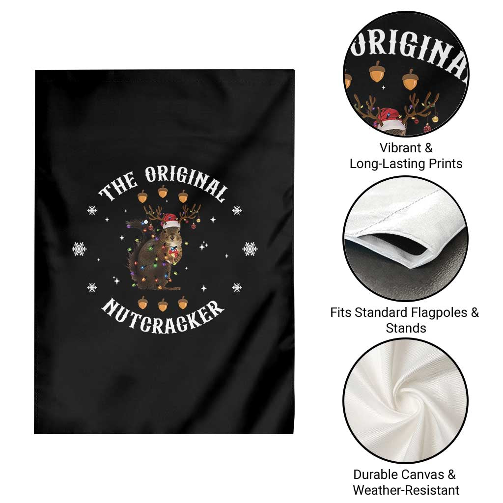 Funny Christmas Squirrel Garden Flag The Original Nutcracker Snowflake Xmas Neon Light - Wonder Print Shop