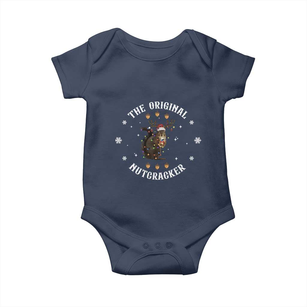 Funny Christmas Squirrel Baby Onesie The Original Nutcracker Snowflake Xmas Neon Light - Wonder Print Shop