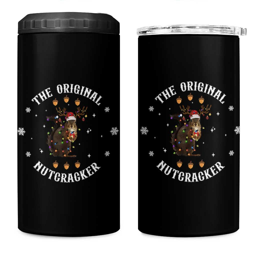 Funny Christmas Squirrel 4 in 1 Can Cooler Tumbler The Original Nutcracker Snowflake Xmas Neon Light - Wonder Print Shop