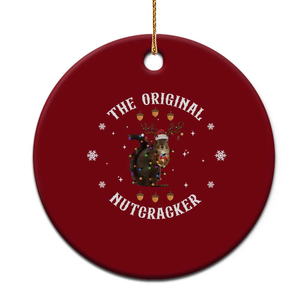 Funny Christmas Squirrel Ceramic Ornament The Original Nutcracker Snowflake Xmas Neon Light - Wonder Print Shop
