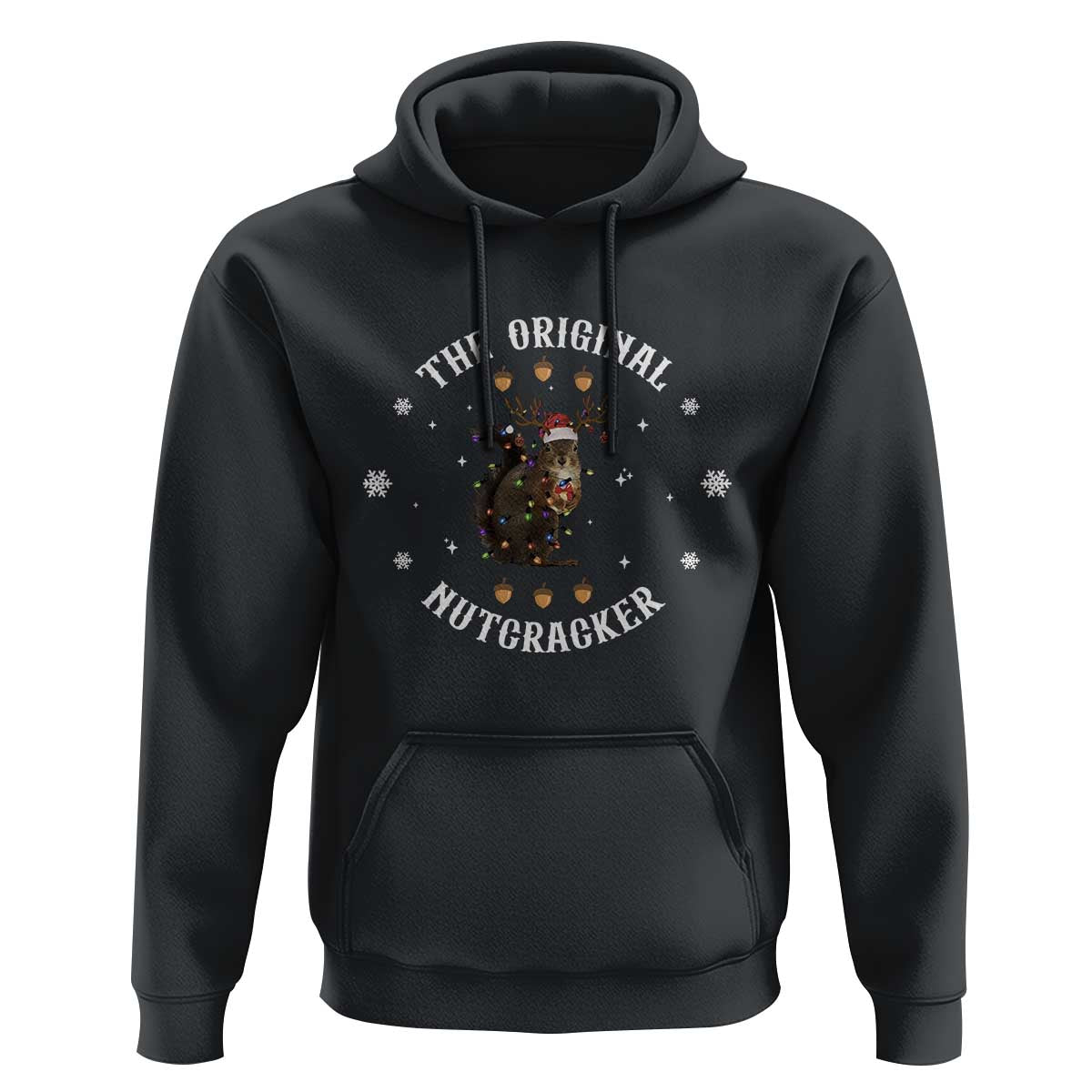 Funny Christmas Squirrel Hoodie The Original Nutcracker Snowflake Xmas Neon Light - Wonder Print Shop