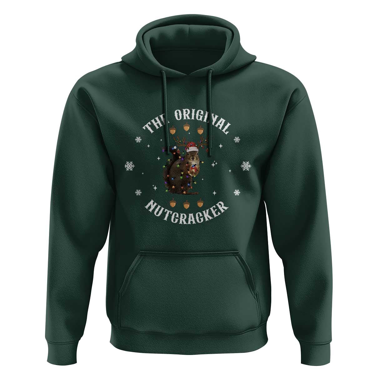 Funny Christmas Squirrel Hoodie The Original Nutcracker Snowflake Xmas Neon Light - Wonder Print Shop