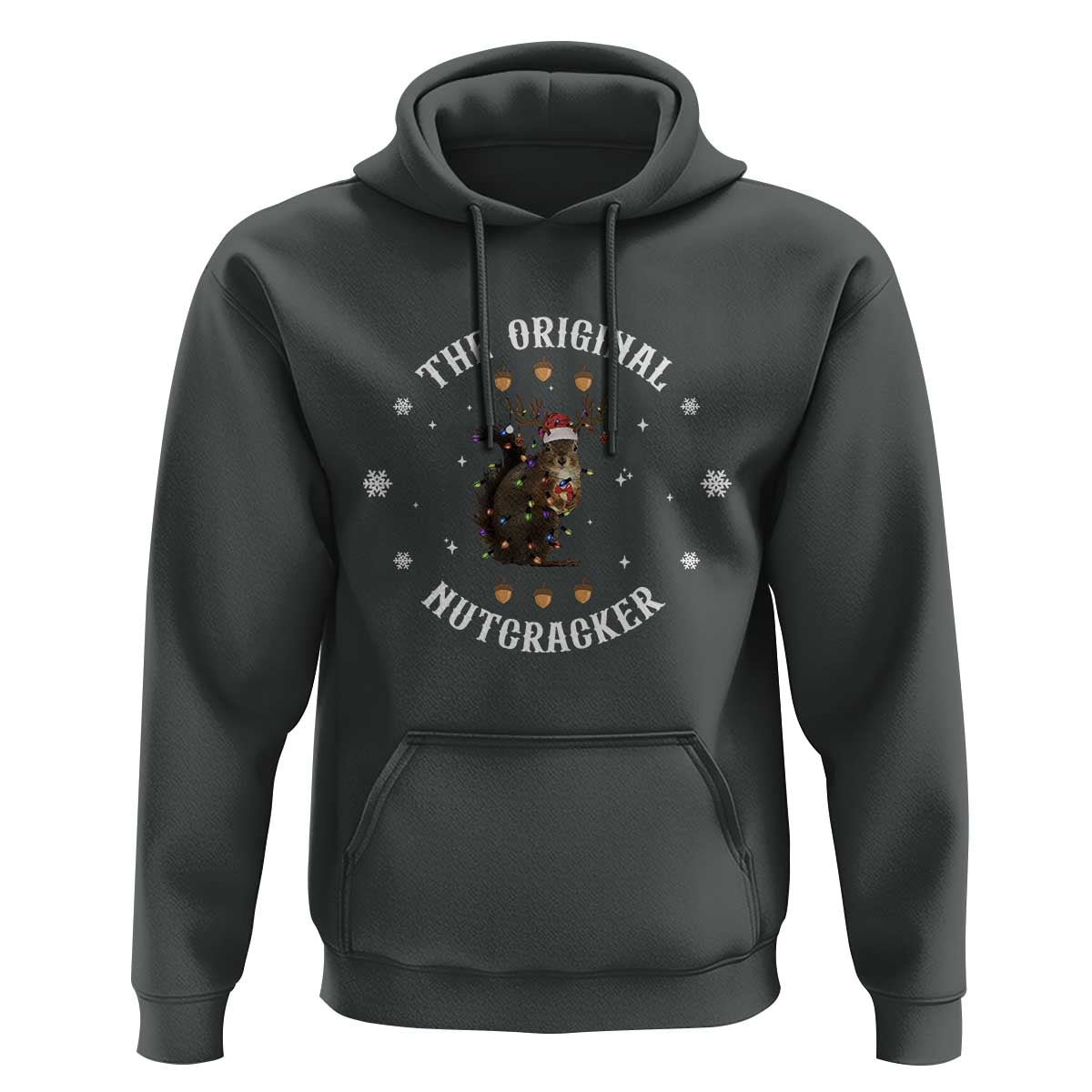 Funny Christmas Squirrel Hoodie The Original Nutcracker Snowflake Xmas Neon Light - Wonder Print Shop