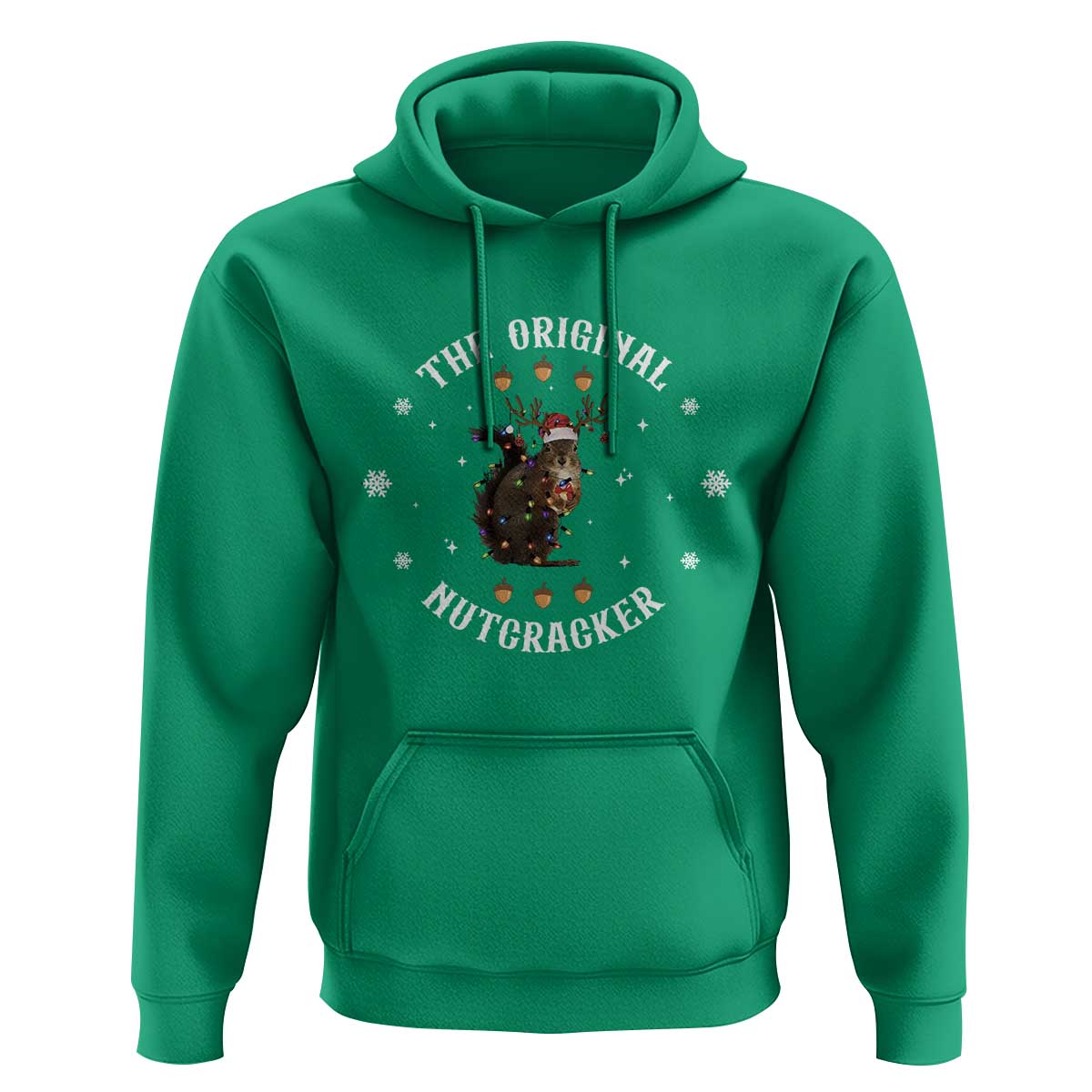 Funny Christmas Squirrel Hoodie The Original Nutcracker Snowflake Xmas Neon Light - Wonder Print Shop