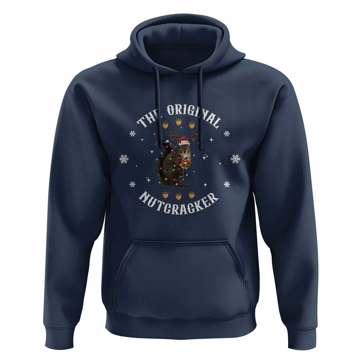 Funny Christmas Squirrel Hoodie The Original Nutcracker Snowflake Xmas Neon Light - Wonder Print Shop