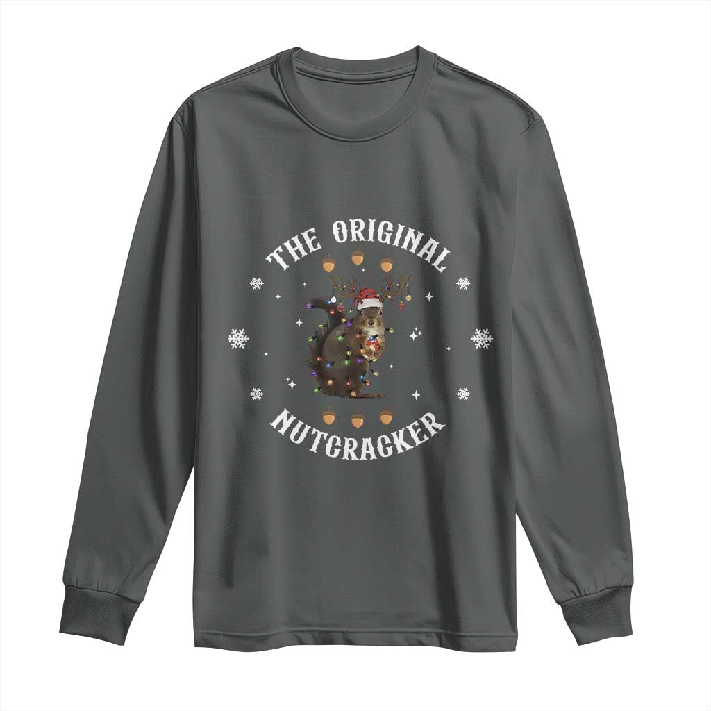 Funny Christmas Squirrel Long Sleeve Shirt The Original Nutcracker Snowflake Xmas Neon Light - Wonder Print Shop