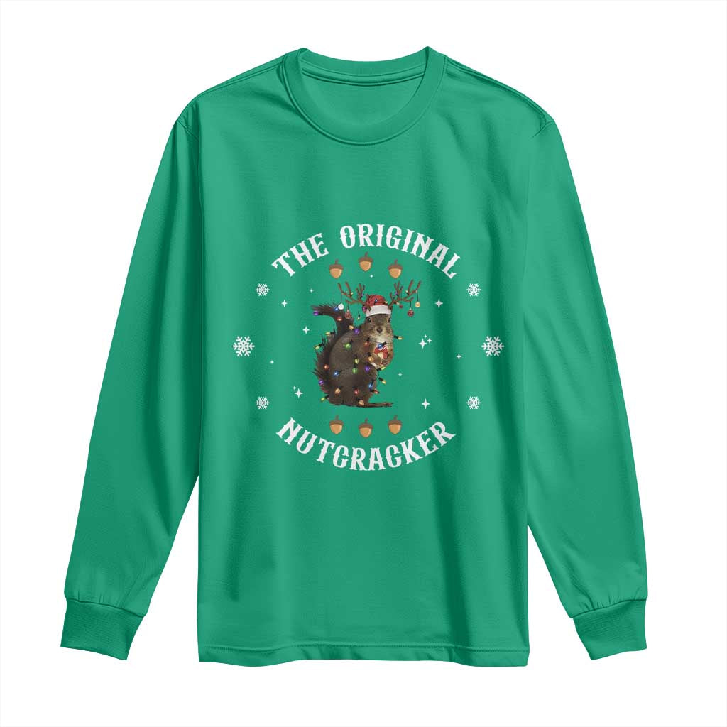 Funny Christmas Squirrel Long Sleeve Shirt The Original Nutcracker Snowflake Xmas Neon Light - Wonder Print Shop