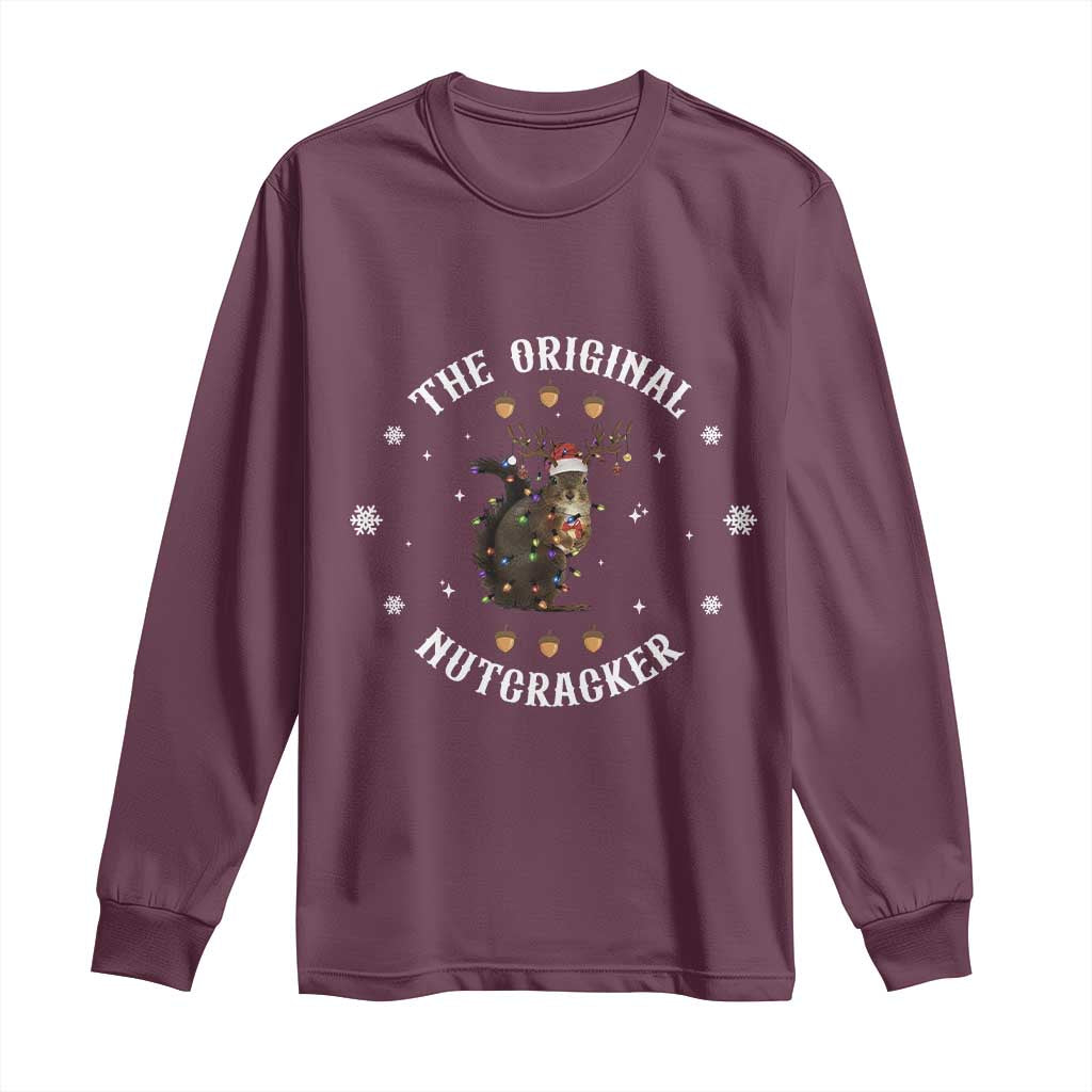 Funny Christmas Squirrel Long Sleeve Shirt The Original Nutcracker Snowflake Xmas Neon Light - Wonder Print Shop