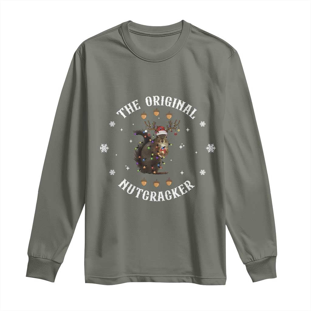 Funny Christmas Squirrel Long Sleeve Shirt The Original Nutcracker Snowflake Xmas Neon Light - Wonder Print Shop