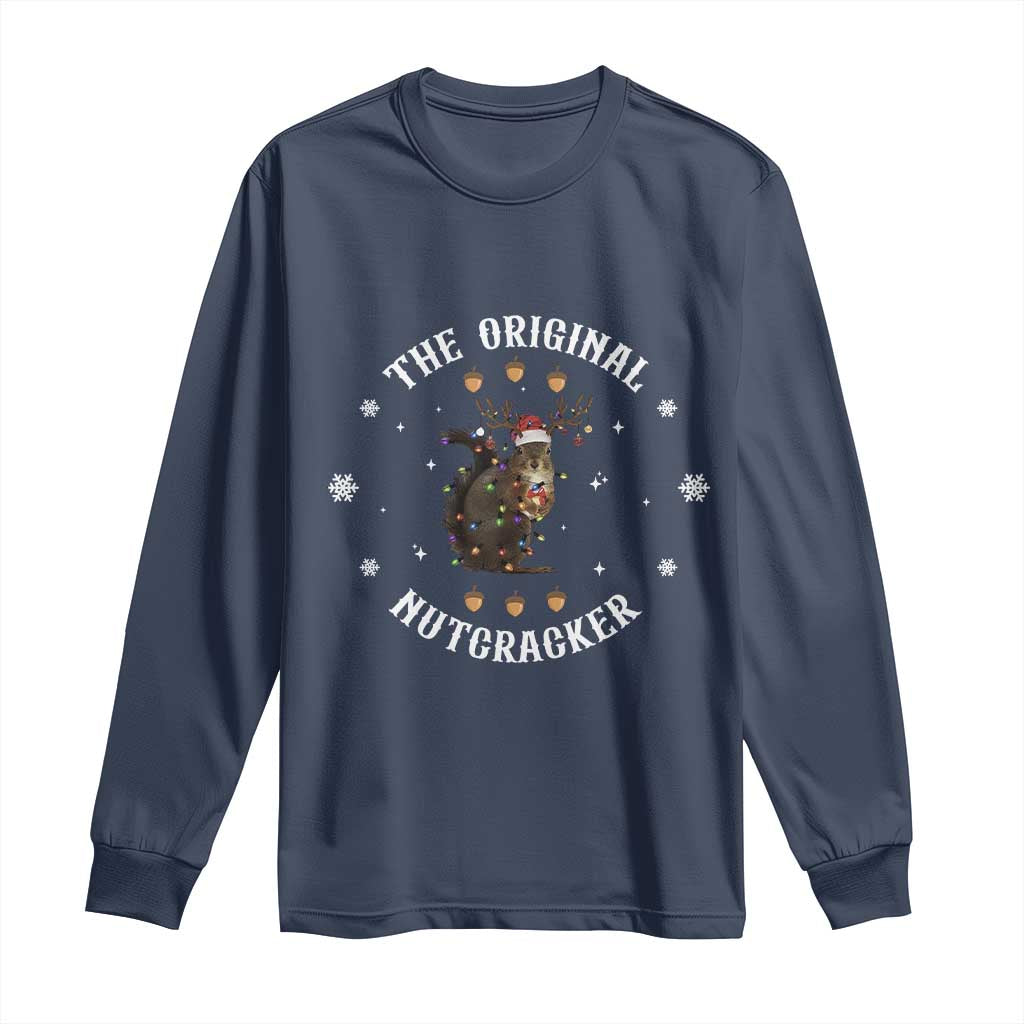 Funny Christmas Squirrel Long Sleeve Shirt The Original Nutcracker Snowflake Xmas Neon Light - Wonder Print Shop