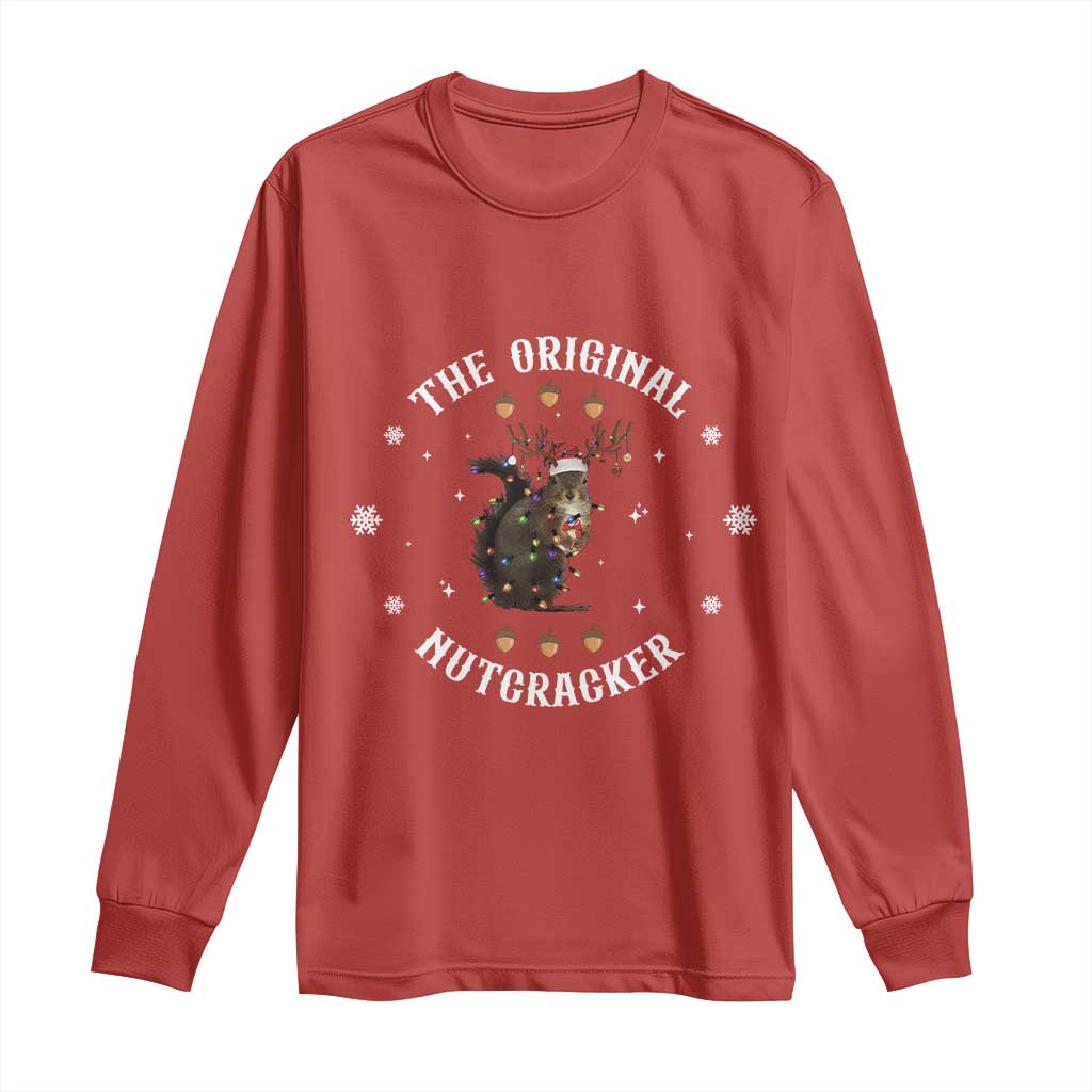 Funny Christmas Squirrel Long Sleeve Shirt The Original Nutcracker Snowflake Xmas Neon Light - Wonder Print Shop