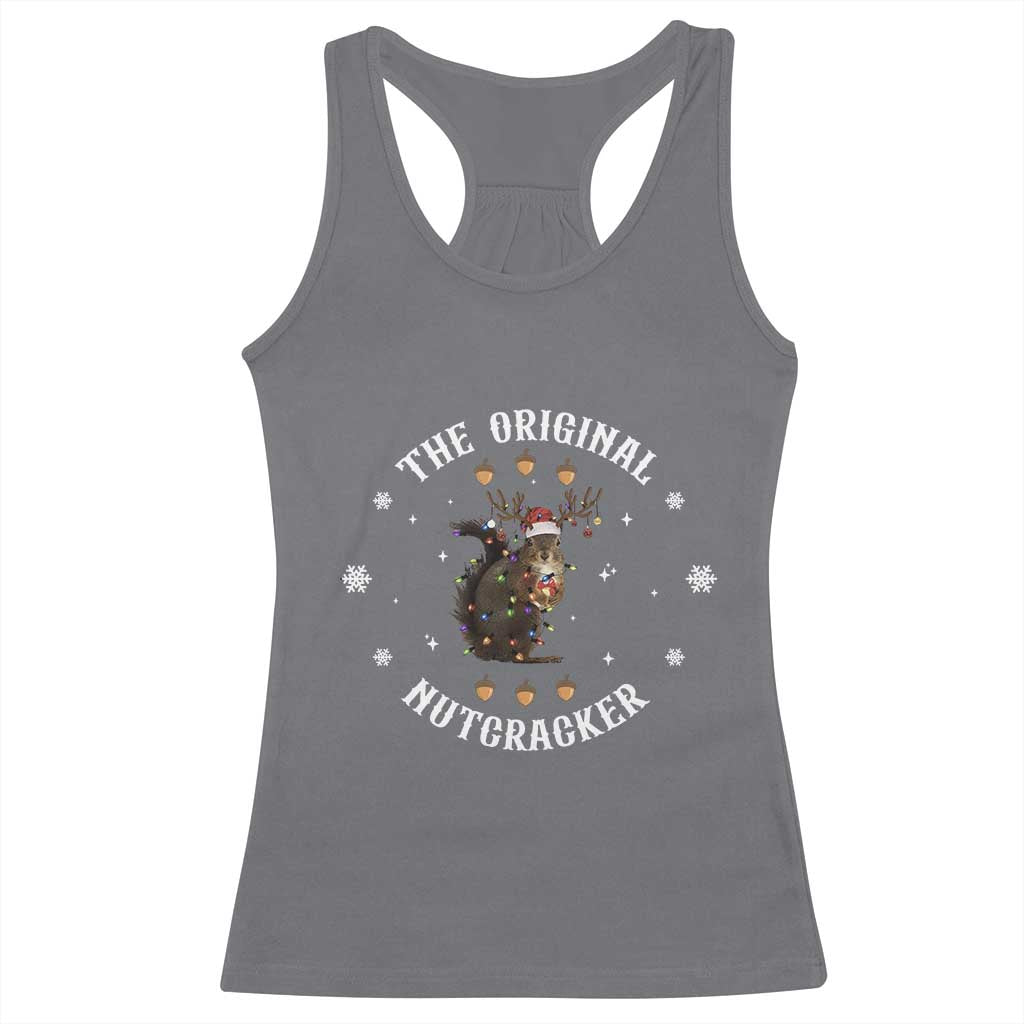 Funny Christmas Squirrel Racerback Tank Top The Original Nutcracker Snowflake Xmas Neon Light - Wonder Print Shop