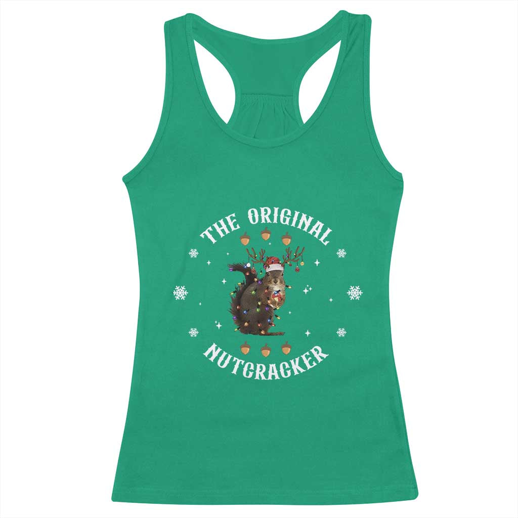 Funny Christmas Squirrel Racerback Tank Top The Original Nutcracker Snowflake Xmas Neon Light - Wonder Print Shop