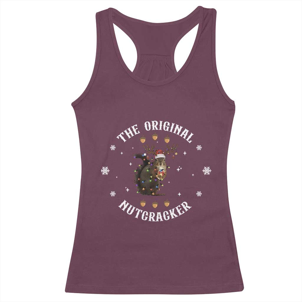 Funny Christmas Squirrel Racerback Tank Top The Original Nutcracker Snowflake Xmas Neon Light - Wonder Print Shop