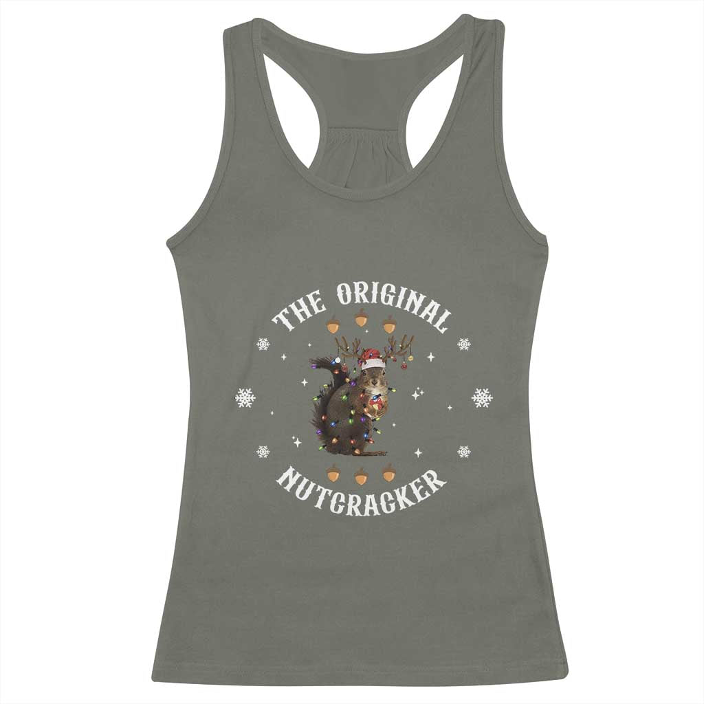 Funny Christmas Squirrel Racerback Tank Top The Original Nutcracker Snowflake Xmas Neon Light - Wonder Print Shop