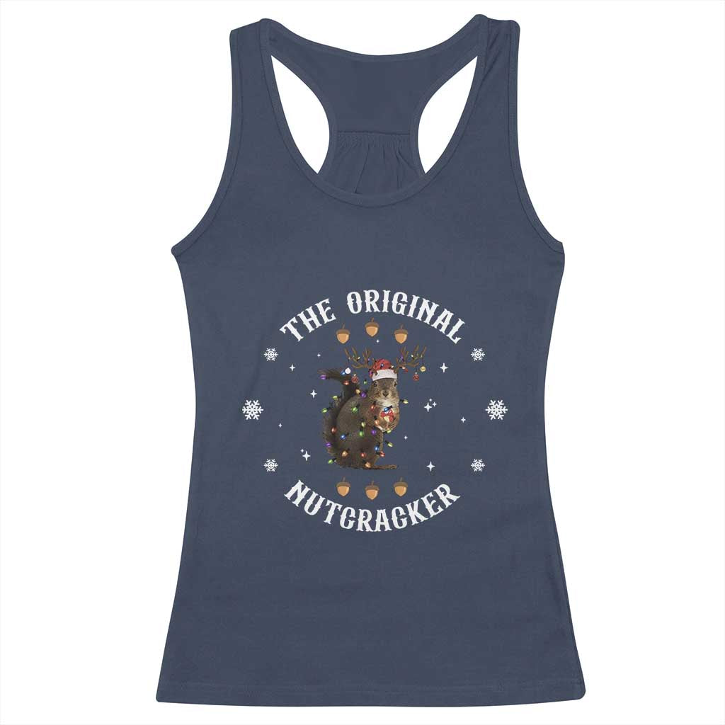 Funny Christmas Squirrel Racerback Tank Top The Original Nutcracker Snowflake Xmas Neon Light - Wonder Print Shop