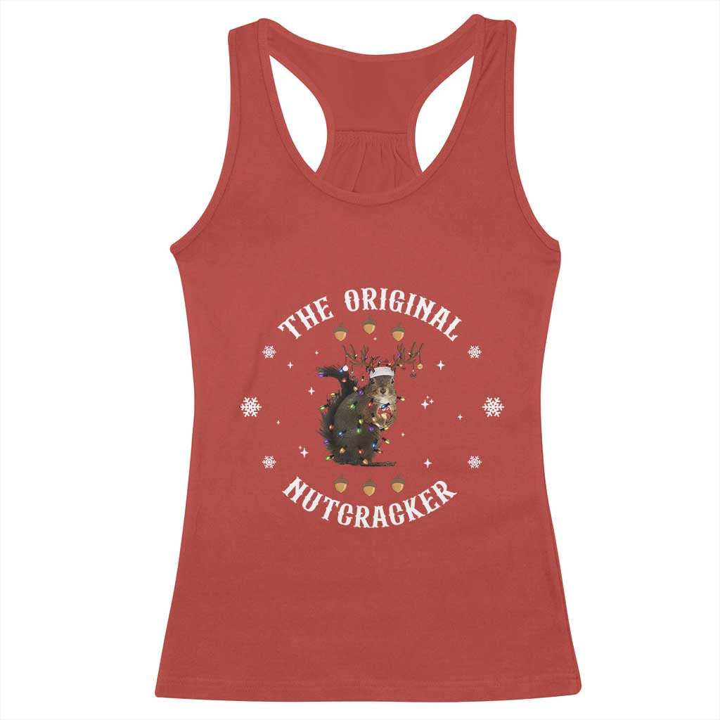 Funny Christmas Squirrel Racerback Tank Top The Original Nutcracker Snowflake Xmas Neon Light - Wonder Print Shop
